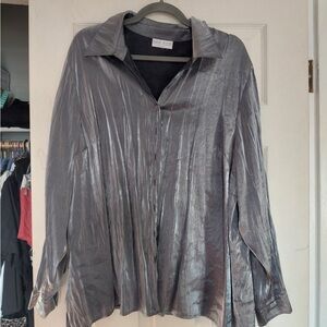 Silver Button-Up Blouse
